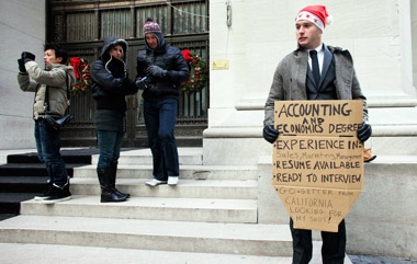 Unemployed man on Wall Street. (Photo: AP)